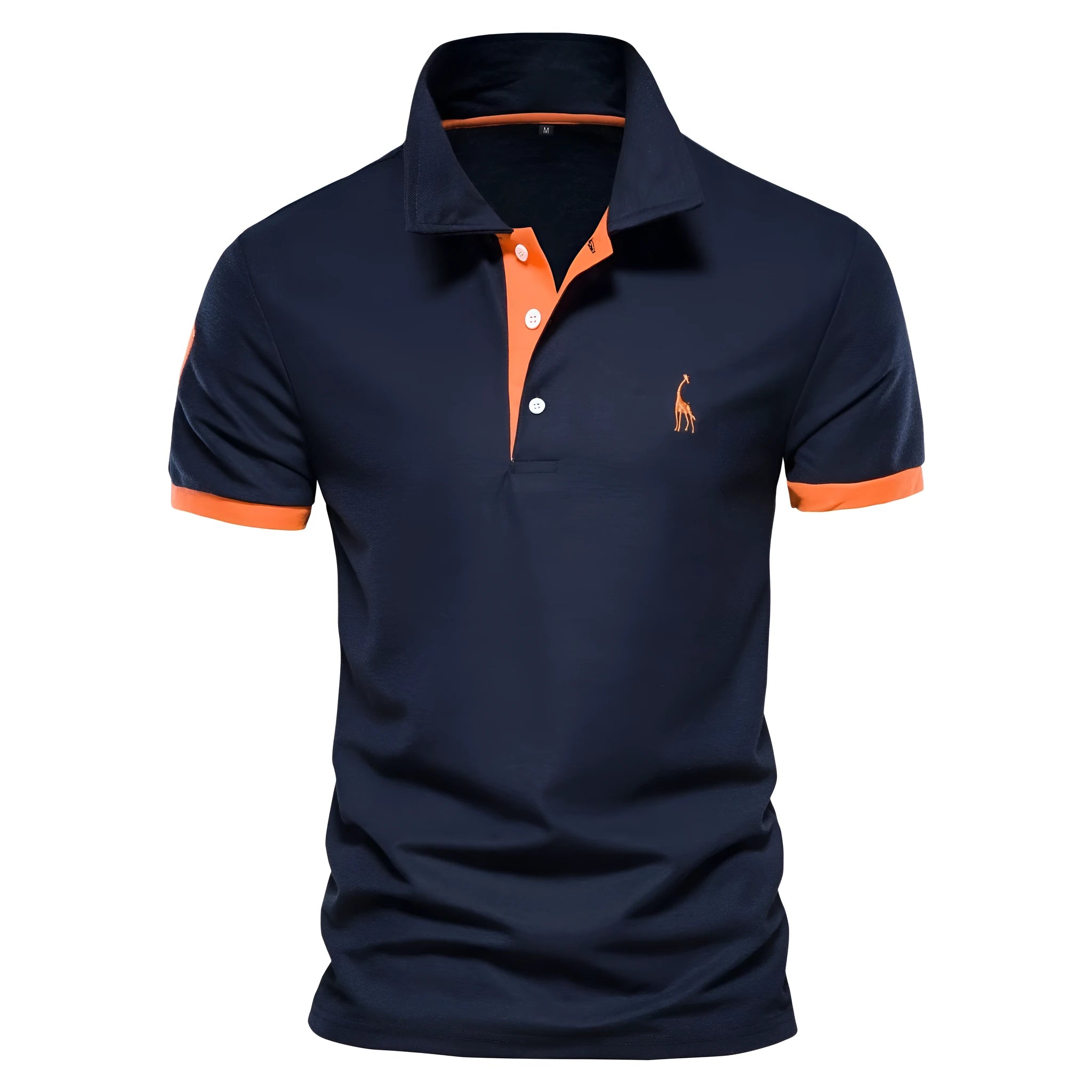 Men's slim fit grey T-shirt with a detailed embroidered deer pattern on the chest.