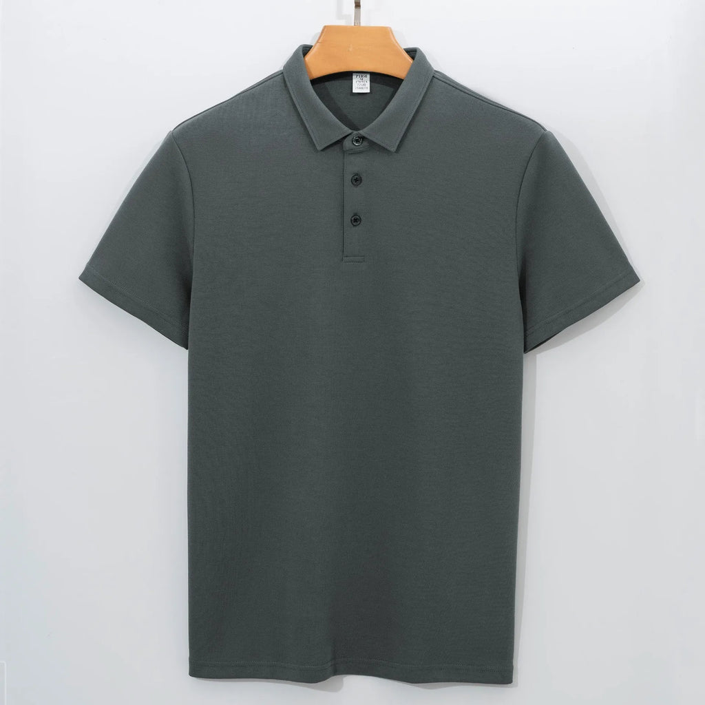 230g double-sided cotton men's short-sleeve polo shirt in solid colours, sizes S to 5XL