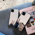 Glass mirror phone case for iPhone 14 Pro Max with reflective cosmetic mirror back cover and retro style design