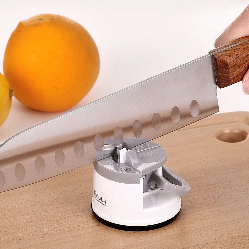 Fixed angle whetstone knife sharpener with tungsten steel blades in mustard green or white, ABS and PVC kitchen gadget for straight knives