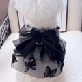 Black tulle princess skirt costume for a small dog on a mannequin.