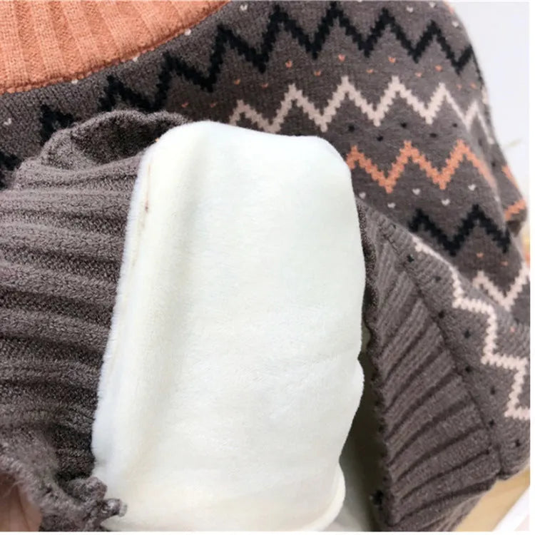 Korean ordinary wool long sleeve sweater in brown colour showing fashion knitwear details