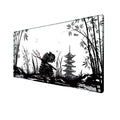 Large black cloth gaming mouse pad with detailed Japanese samurai warrior artwork print.