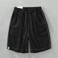 Men's linen straight drooping shorts in black or green with drawstring waist for summer casual wear