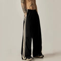 Black wide leg climbing trousers for men with high waist and straight leg design