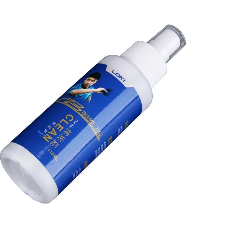 110ml bottle of table tennis rubber cleaning liquid with sponge applicator for paddle maintenance