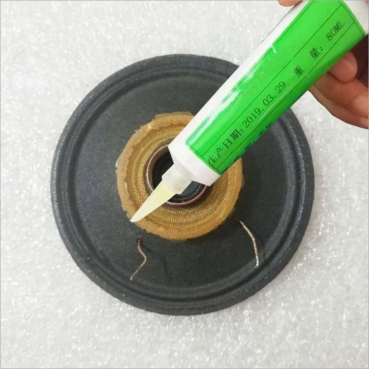 Special glue for speaker repair, 70ml green liquid rubber-based adhesive in container