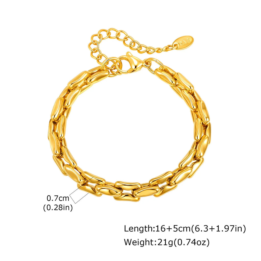 Stainless steel geometric bracelet in one of five colour codes, hip hop and ins-style all-match accessory