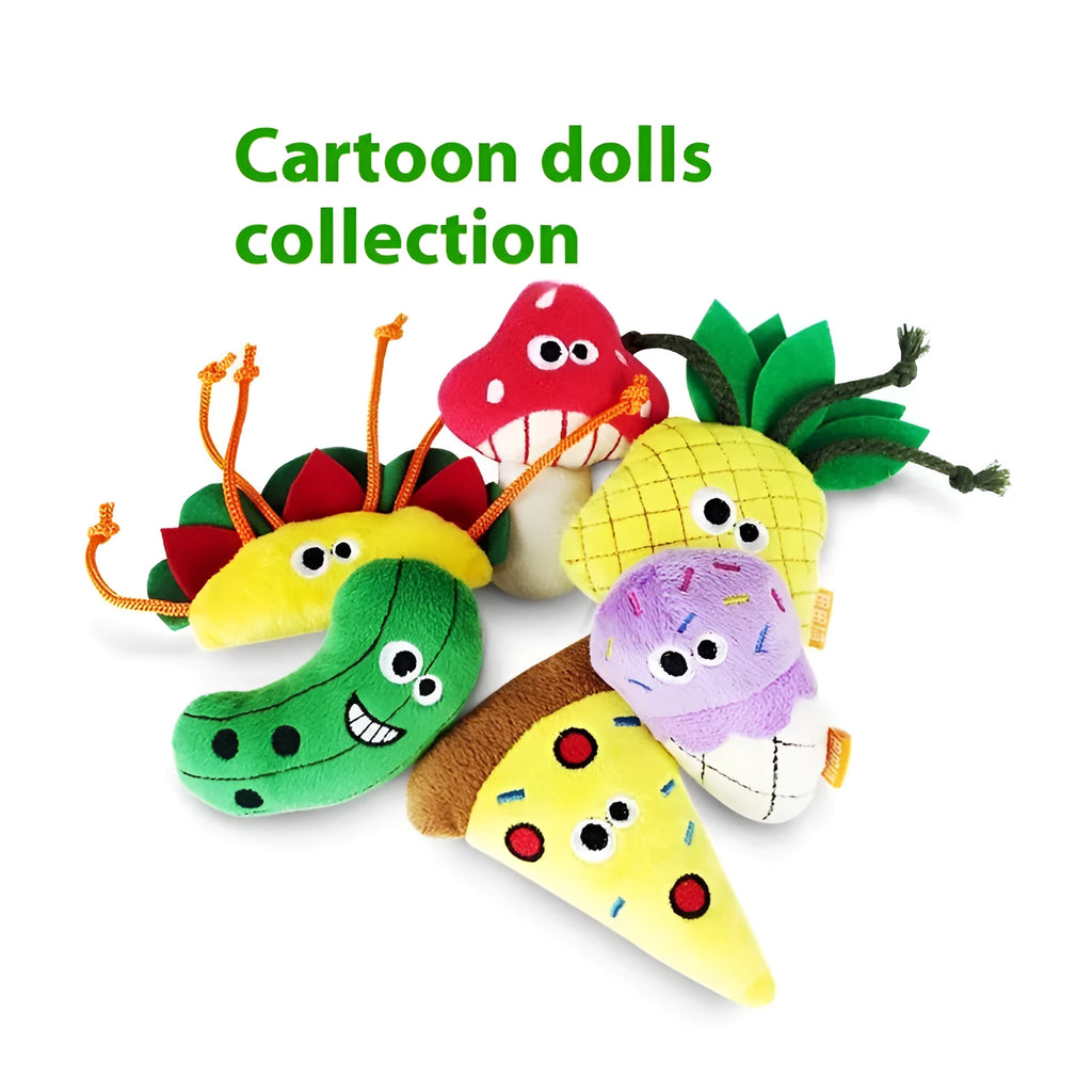 Polygonum multiflorum catnip cat pillow toy in burrito, cone, cucumber, mushroom, pineapple, and pizza shapes.