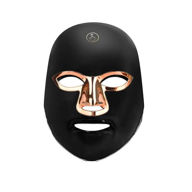 Rechargeable LED beauty mask in white, white rose gold or black gold rim colour options for facial light therapy