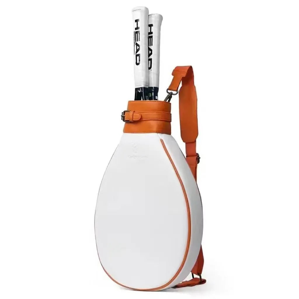Women's vintage leather badminton bag with a one-shoulder strap in a selection of colours.