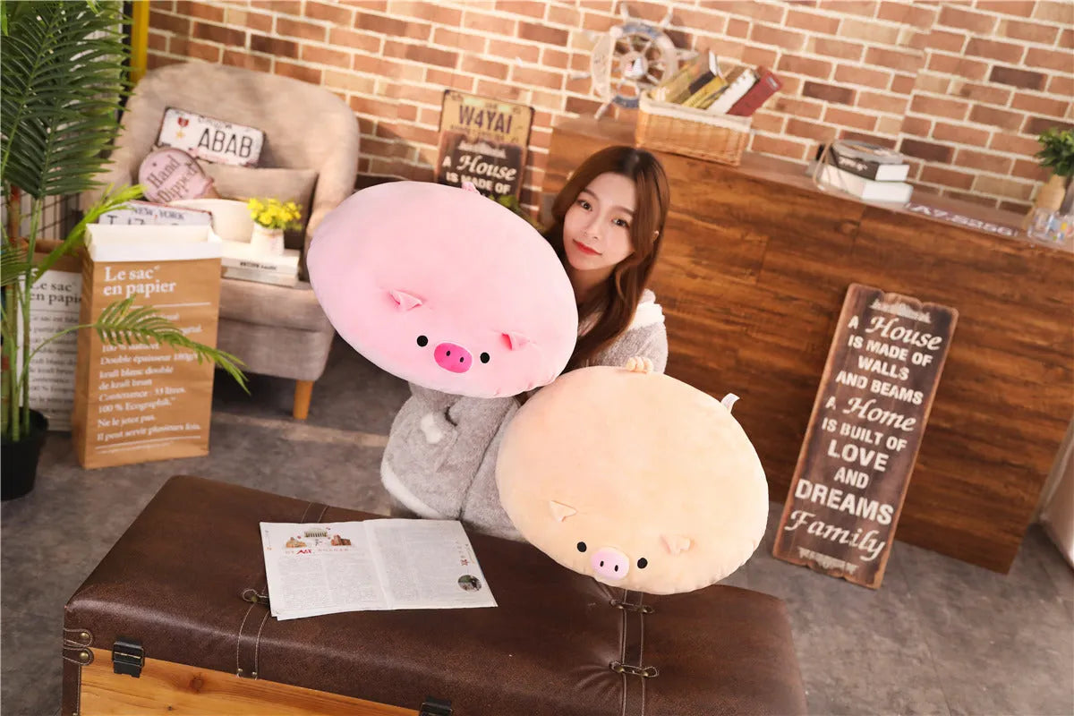 Piglet Pad creative plush animal pillow 50x50cm stretch fleece down cotton filling pink colour