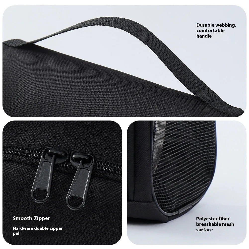Portable Oxford cloth shoe bag in black, blue or rose red with large capacity and optional half mesh breathable design