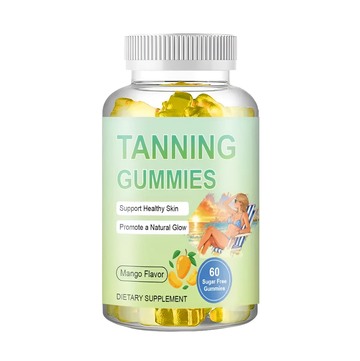 Pack of 60 tanning gummy candies with TUDCA in a clear bag