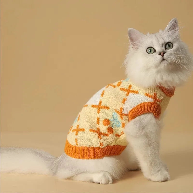 Orange cat sweater for autumn and winter with wind protection in sizes S M L XL