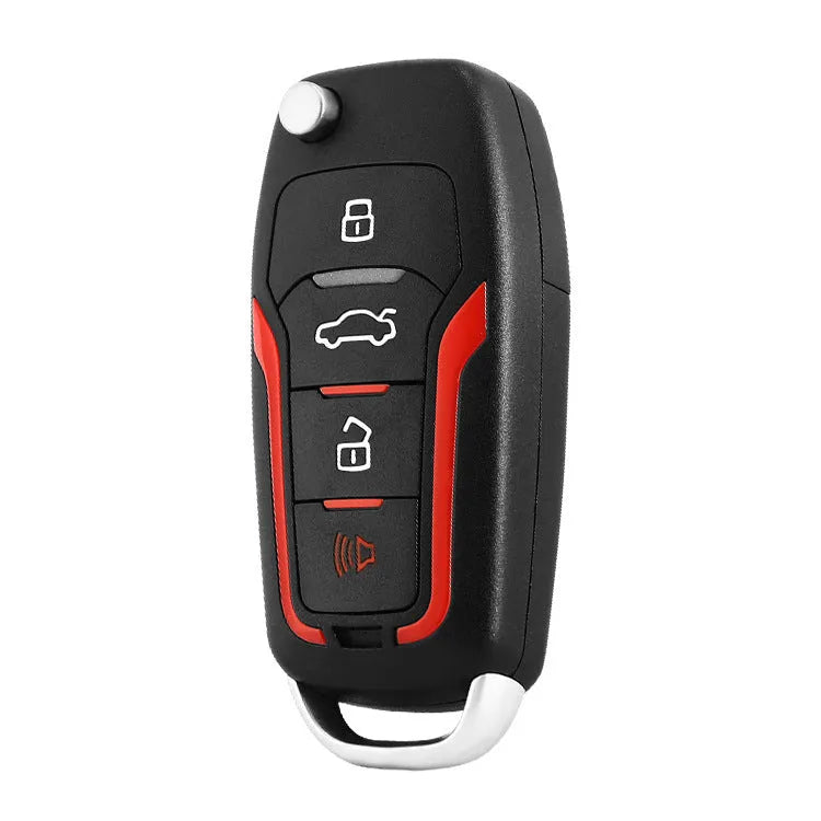 Red and frosted black one-way car alarm system with two remote controls for 3000 metre vehicle security