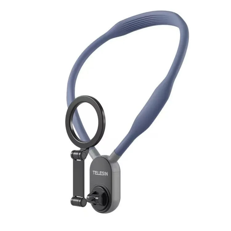 Silicone magnetic phone neck mount with quick release bracket showing gray colour option