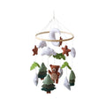 Handmade felt teddy bear bed bell for children in white, made from wood and felt, supplied in a leather paper box
