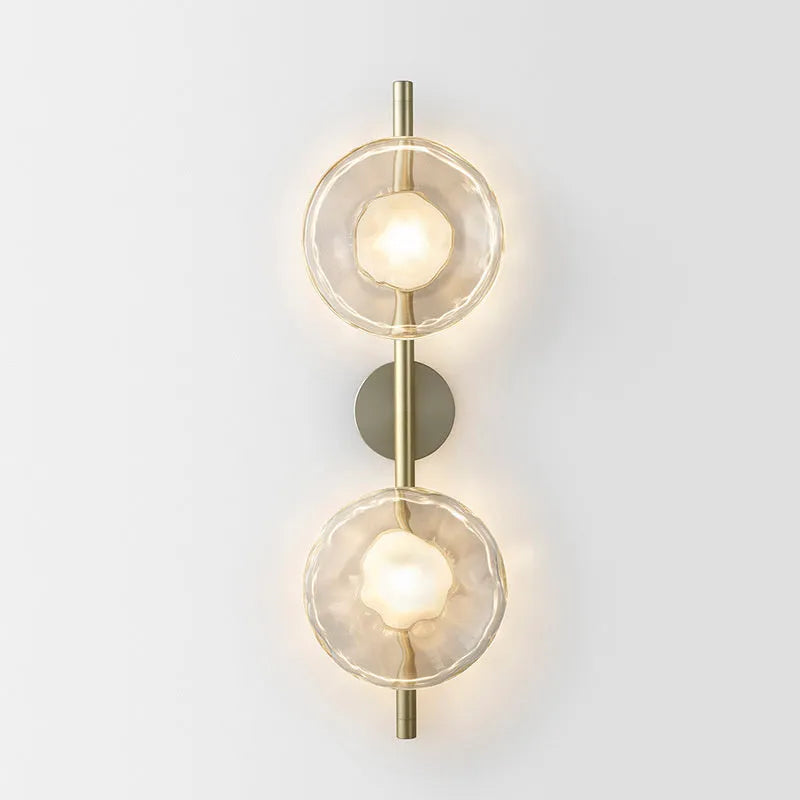Bedside hotel wall lamp with iron construction and choice of glass shades including long brush holder style