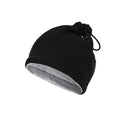 Outdoor plush hat with bib neck protection in dark grey, dome crown, cotton fabric, one size 55-60cm