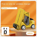 Grey 15W three-in-one wireless fast charging bracket for appliances on a table.