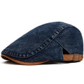 Men's adjustable cotton beret hat with dome crown in blue, light blue, black, or dark blue for spring and autumn.