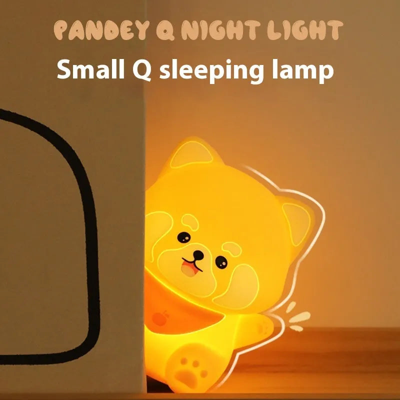 New Homehold lesser panda bedside lamp with silicone shade, USB charging cable, compact 108x99x120mm