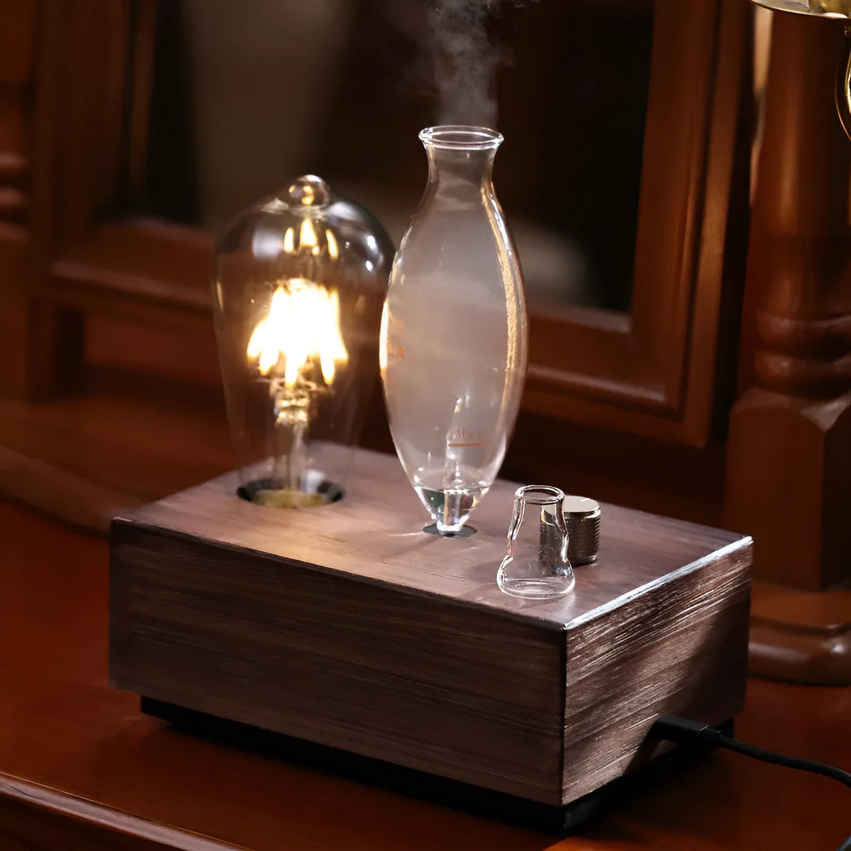 Glass column smart waterless aroma diffuser with ambience light, plug-in, button operation, 0.5L reservoir