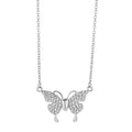Women's titanium steel clavicle chain with magnetic snap butterfly pendant in gold or silver finish