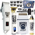 Rechargeable stainless steel hair clipper kit with USB charging cable and 4-in-1 attachments