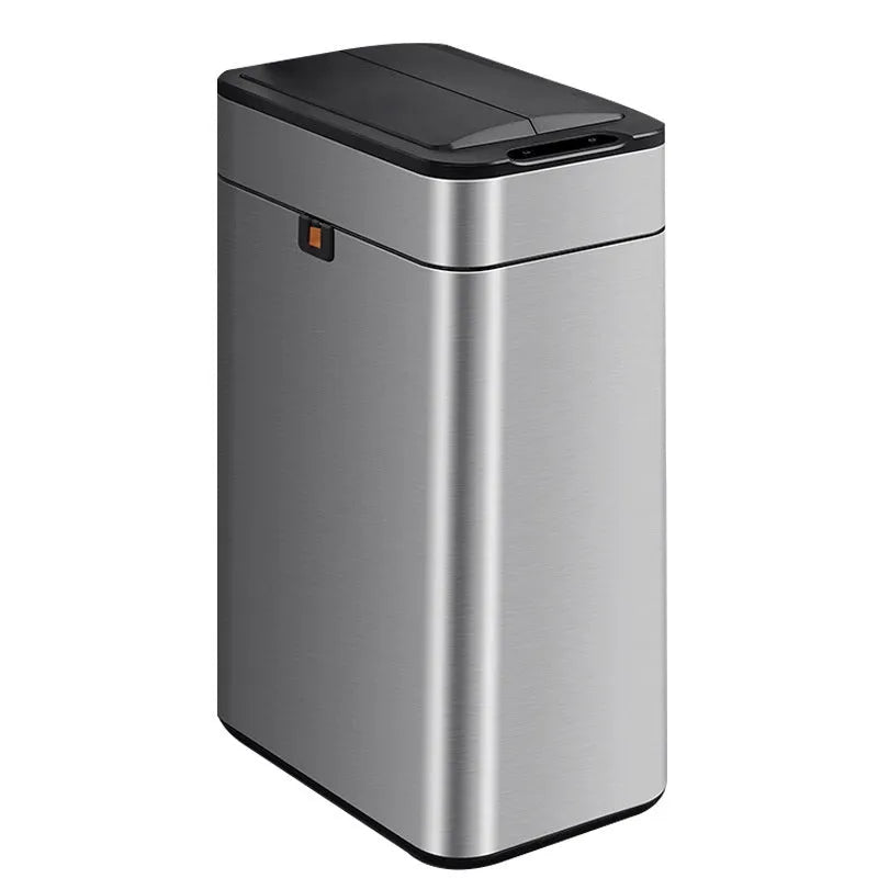 Stainless steel inductive smart trash can with automatic sensor lid and deodoriser.