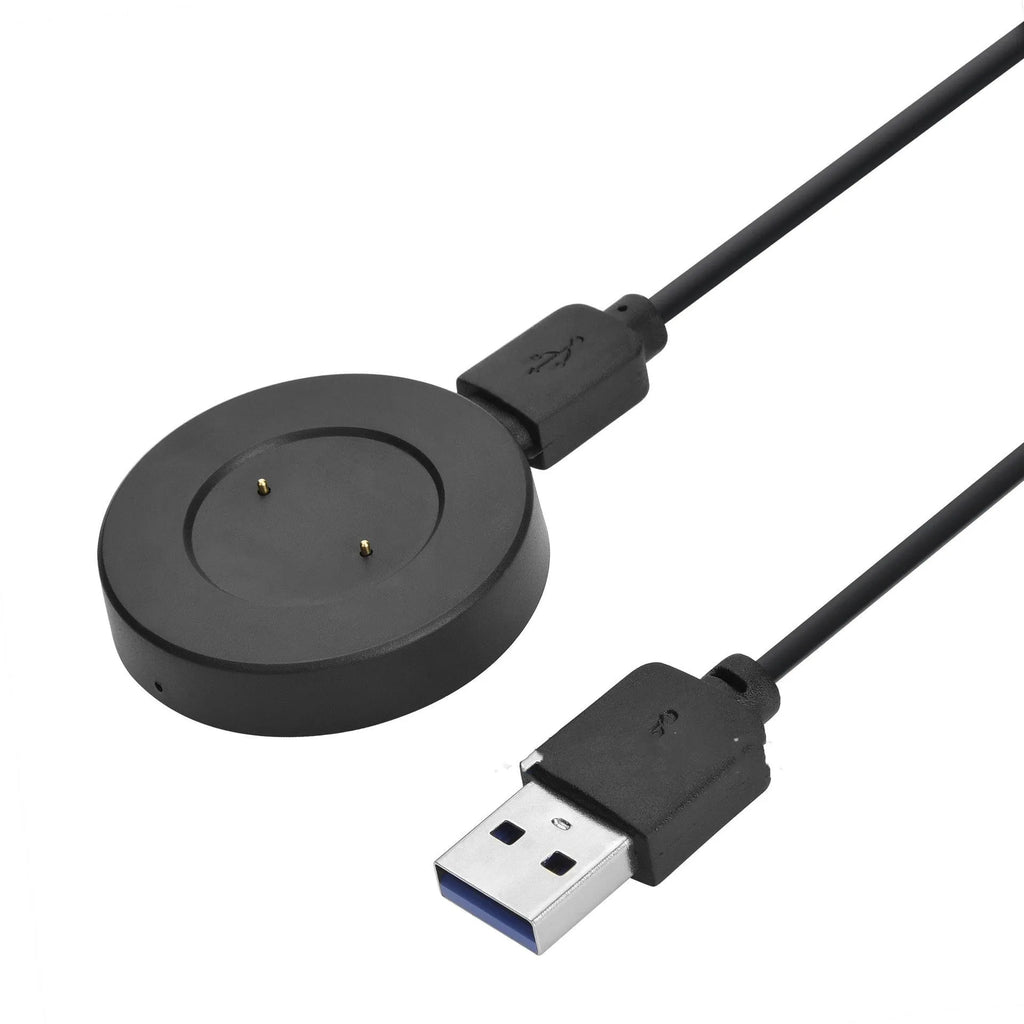 Smart watch magnetic charger base in black with Type-C interface, 40x10mm size on a desk