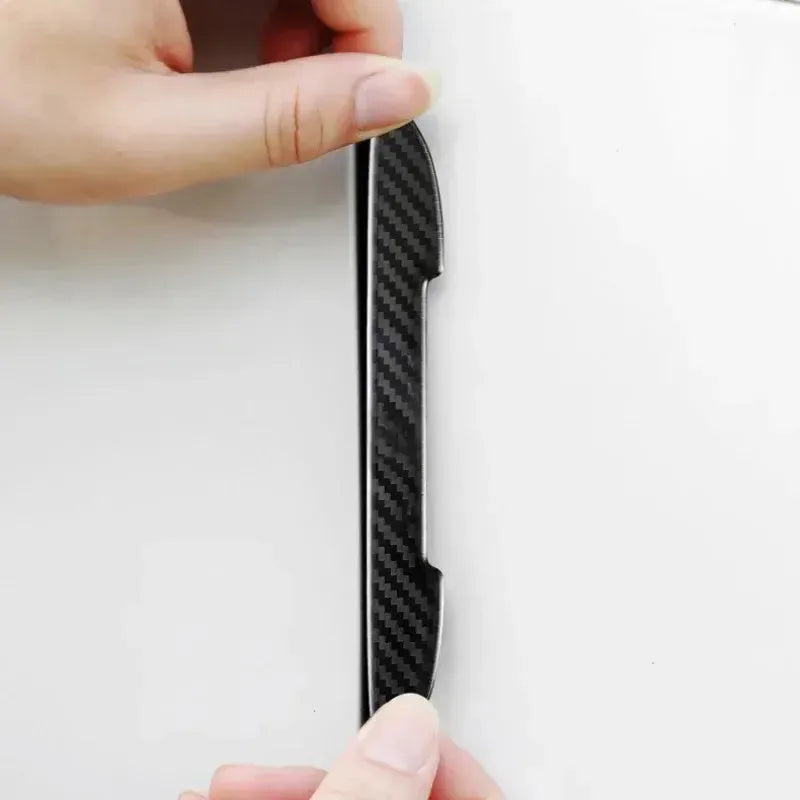 Black carbon fibre texture car door collision strips for edge protection against scratches and impacts
