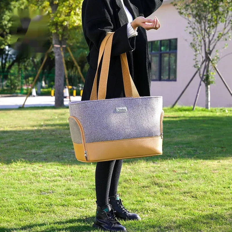 Portable pet backpack with breathable capsule design in wool PU material