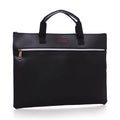 Black pu leather zipper portable briefcase document bag with large capacity