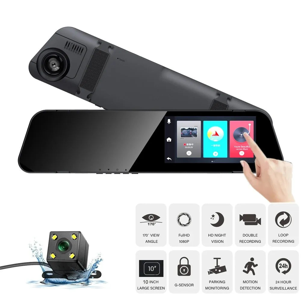 HD front and rear driving recorder with 4.5 inch screen and reversing image function