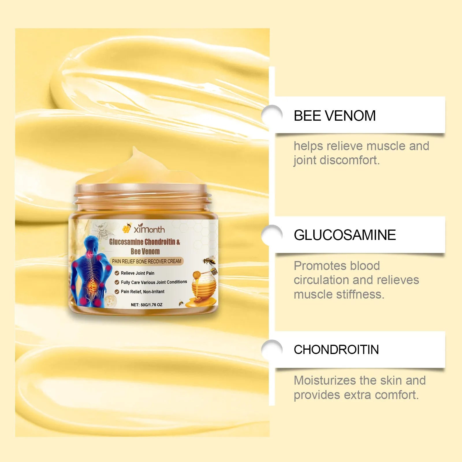 White and blue tube of Joint Neck Cream, 50g net content.
