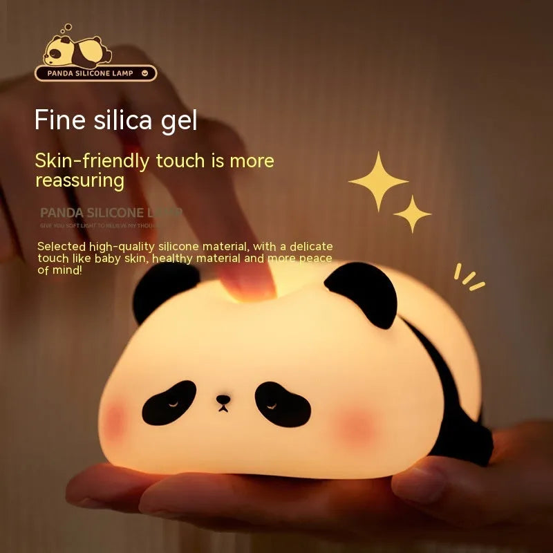 Panda-shaped rechargeable night light with cartoon design for children's bedrooms