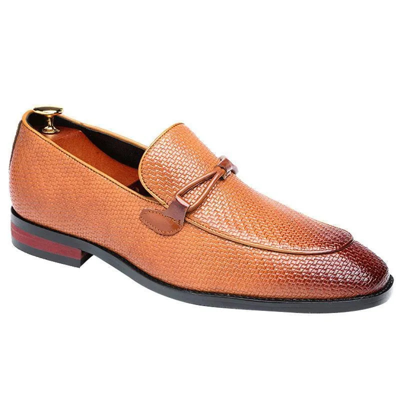 Big Yards men leather shoes solid colour black plain toe cow split leather oversleeve style