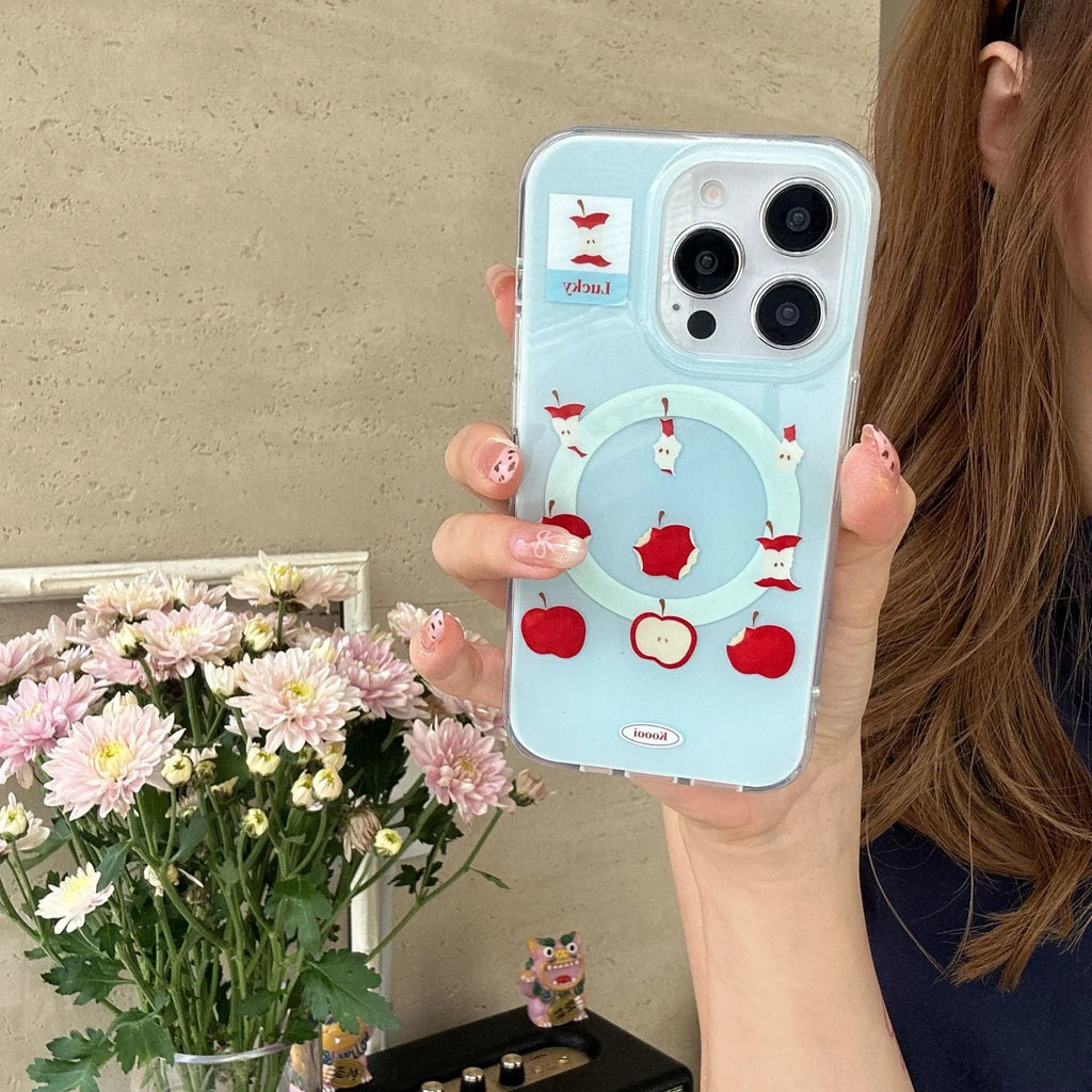 Blue magnetic TPU phone case for Apple iPhone 13-16 series with embossed back