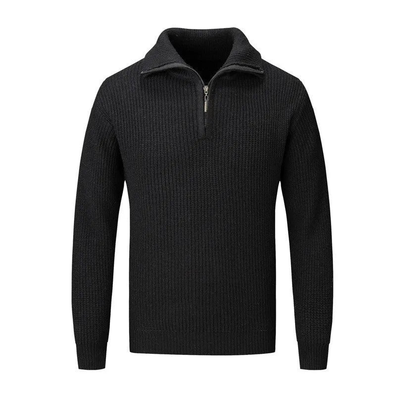Men's slim fit solid colour pullover sweater in a grey shade, laid flat.