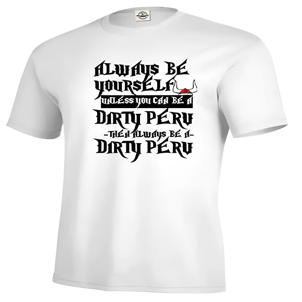 Men's solid white short sleeve polyester T-shirt shown in a straight casual fit.