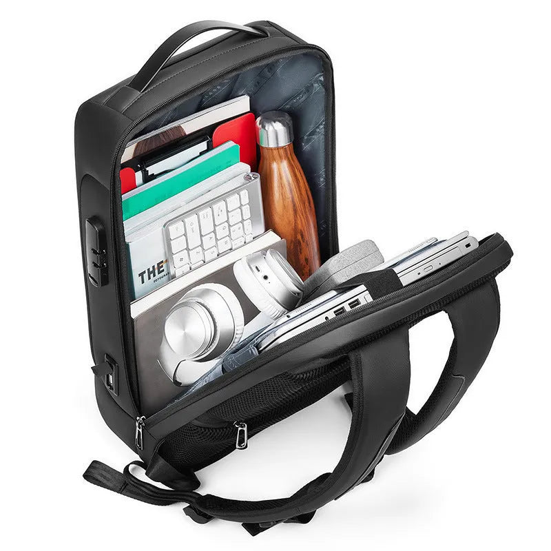 Men's business backpack in waterproof oxford cloth with anti-theft features and large capacity