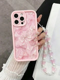 Pink Butterfly bracelet TPU phone case for iPhone 11-17 with cartoon design