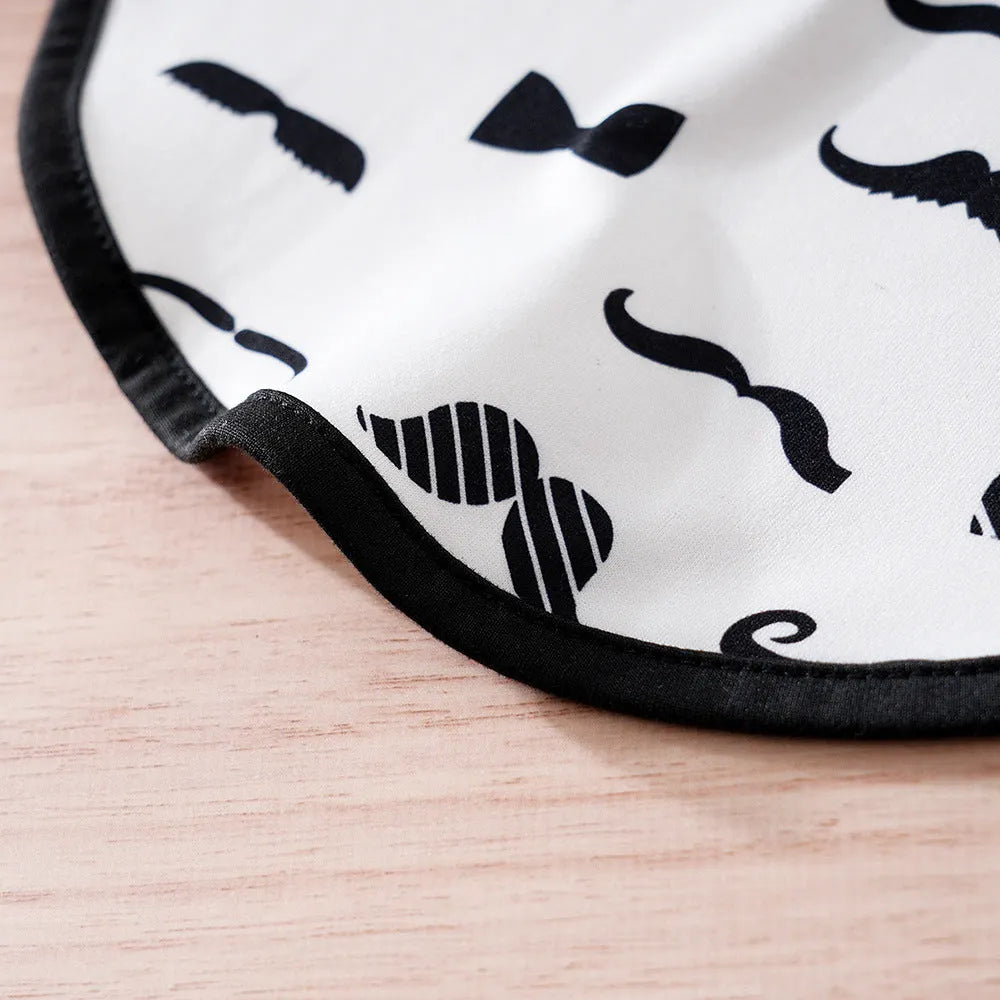 White gentleman beard dog clothes on small canine showing beard detail and polyester fabric