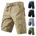 Men's cotton cargo shorts with multiple pockets in loose fit summer design