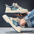 Men's canvas casual shoes in beige colour with flat heel and round toe design