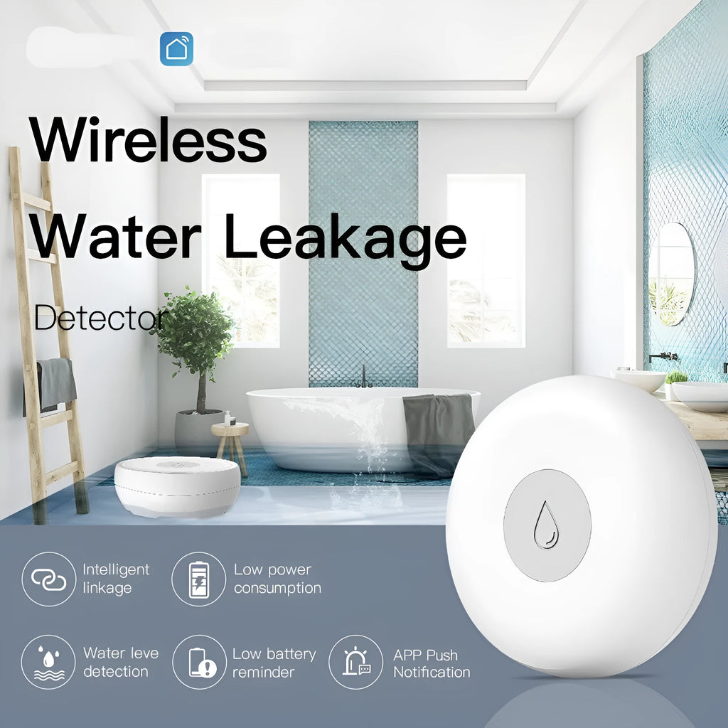 Smart water leak detection alarm with wireless connectivity for phone notifications