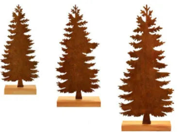 Set of three rusty iron Christmas tree decorations with standing elk figures