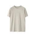 Slim fit leisure T-shirt collection showing vest and short sleeve options in beige, gray and black colours